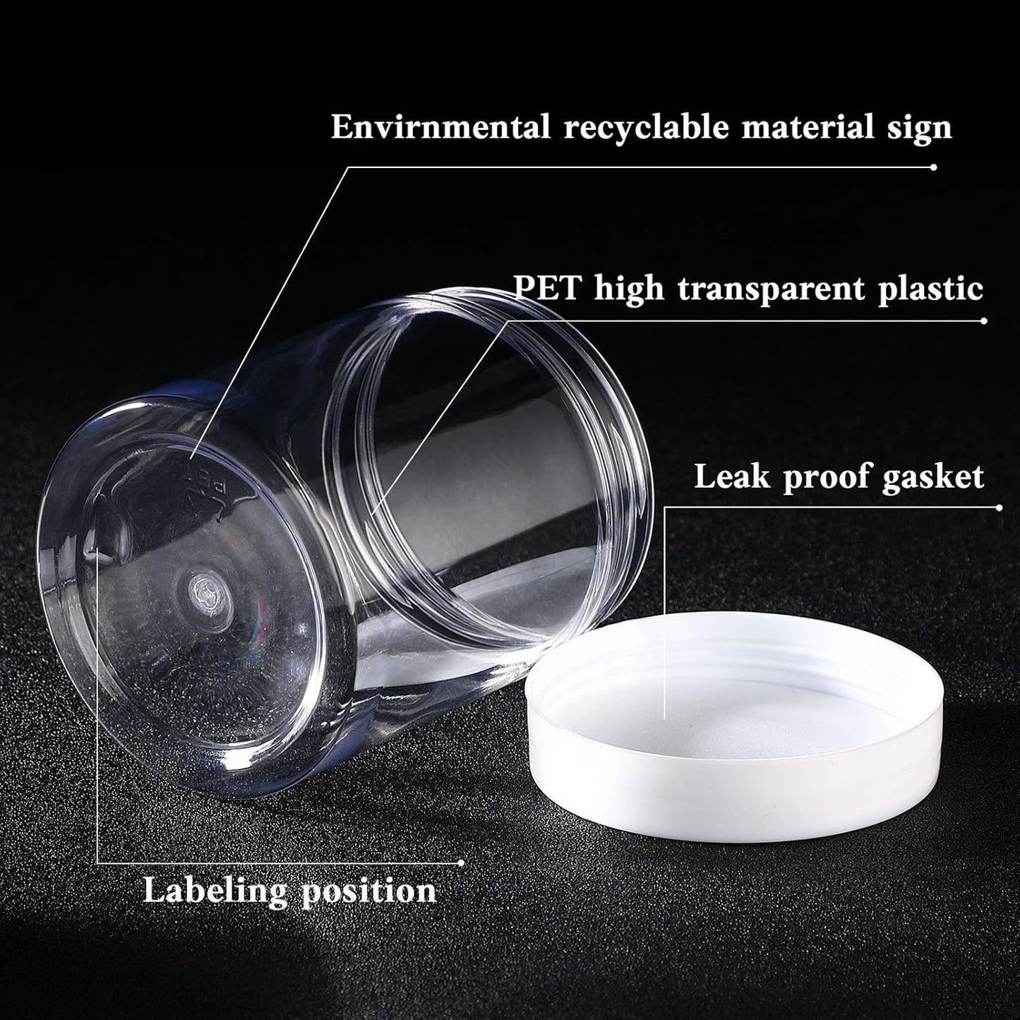 SATINIOR 100 Pcs Plastic Jars with Lids Small Containers Lids Wide Mouth Small Plastic Containers for Lotion Cream Rhinestones Body Butters Travel Storage(10 oz,White)-Velvo Beauty