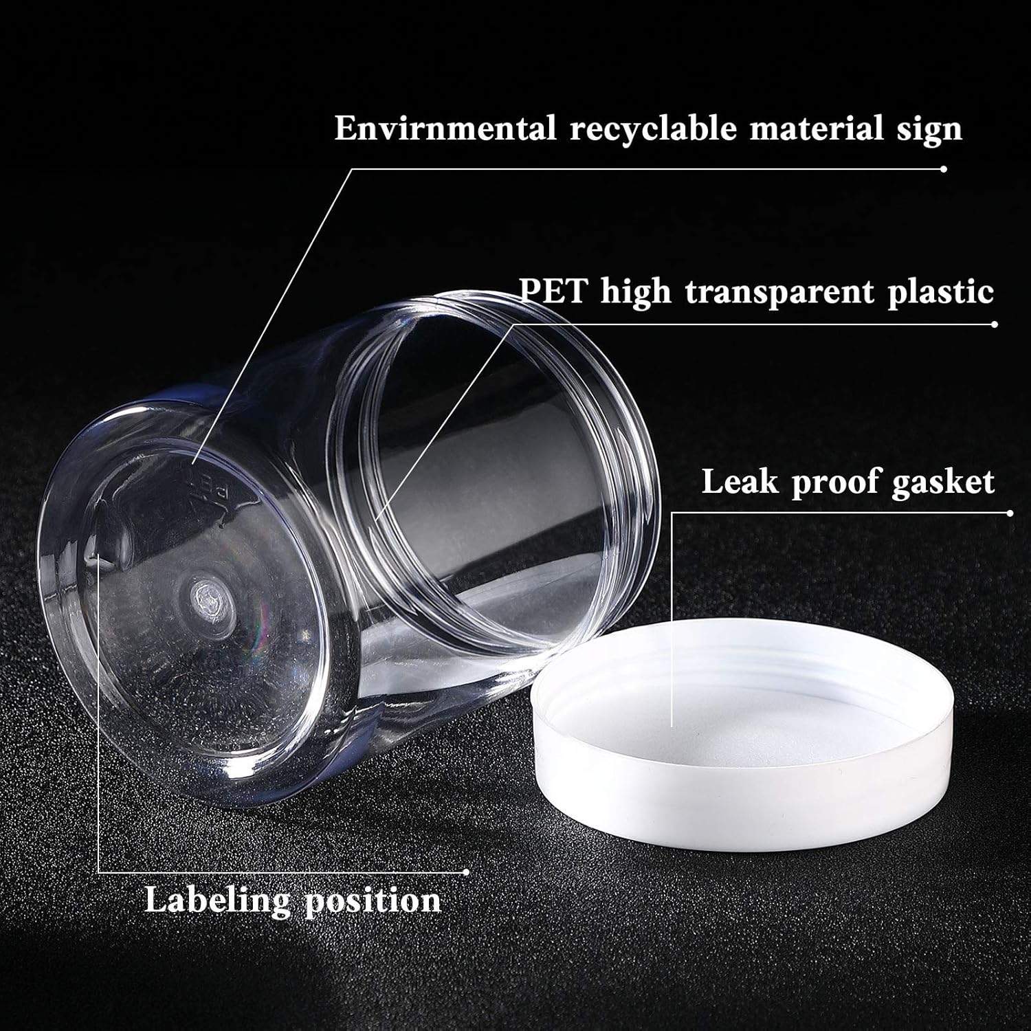 SATINIOR 100 Pcs Plastic Jars with Lids Small Containers Lids Wide Mouth Small Plastic Containers for Lotion Cream Rhinestones Body Butters Travel Storage(10 oz,White)-Velvo Beauty