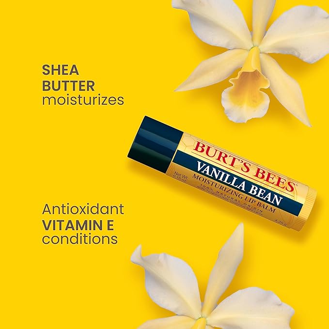 Burt's Bees Lip Balm - Vanilla Bean, Lip Moisturizer With Responsibly Sourced Beeswax, Tint-Free, Natural Origin Conditioning Lip Treatment, 2 Tubes, 0.15 oz.-Velvo Beauty