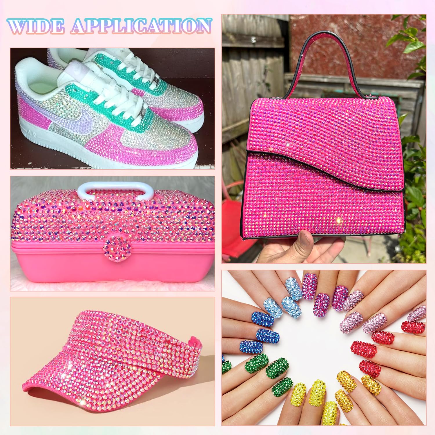 25000Pcs Resin Jelly Rhinestones with Tweezers for Crafting, 2-6mm Mixed Sizes (Hot Pink AB) Non Hotfix Flatback Gems, Bedazzling Crystal for DIY Crafts Clothing Tumblers Mugs Shoes Decor Nail Art-Velvo Beauty