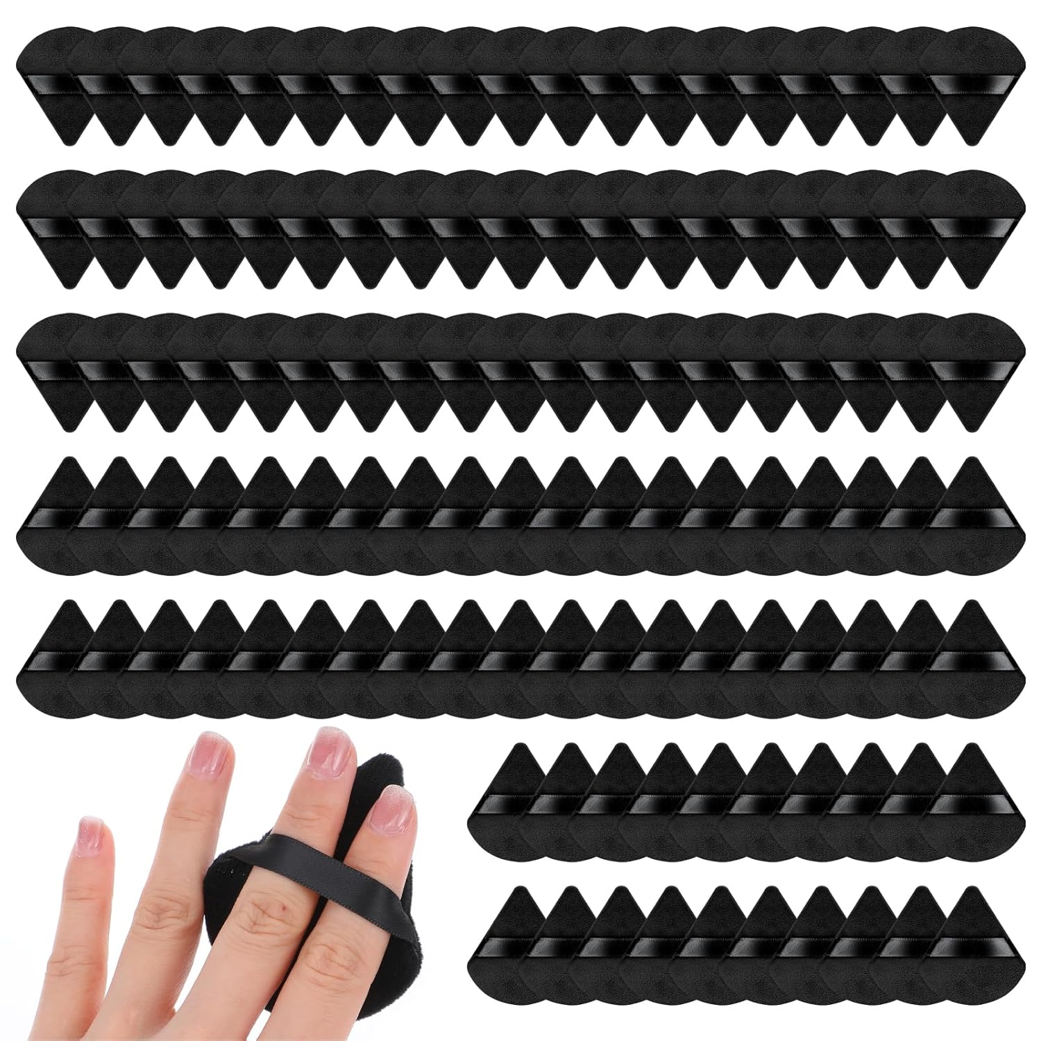 150Pcs Powder Puff Soft Makeup Puff for Loose Velour Triangle Powder Sponges for Setting Face Cosmetic Wet Dry Foundation Makeup Tools (Black)-Velvo Beauty