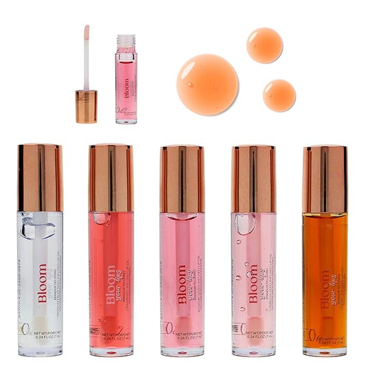 Expressions 5pc Lip Oil Set - Bloom Your Lips Style Essentials Lip Oils, Lip Healing Lip Oil Collection with Precision Applicator Wand | Moisturizing for Everyday Lip Care and Lip Repair (FLORAL)-Velvo Beauty