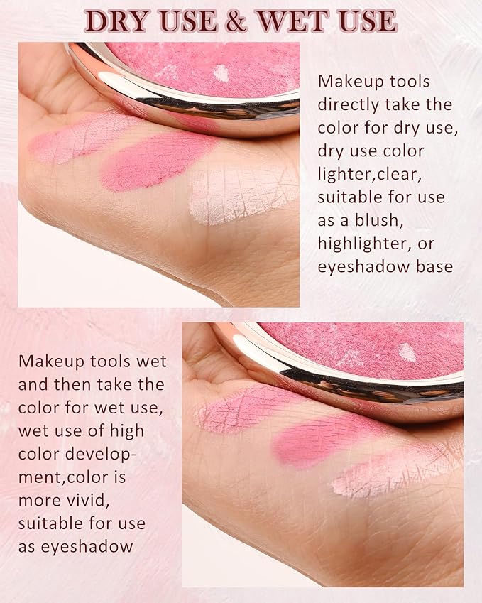 Baked Powder Blush, Glow Marbleized Blush Powder Palette,Lightweight Shimmery Facail Blusher for Face Cheeks,Eyeshadow & Highlight,Makeup Gift for Women rubores de maquillaje(0.49Ounce)-02-Velvo Beauty