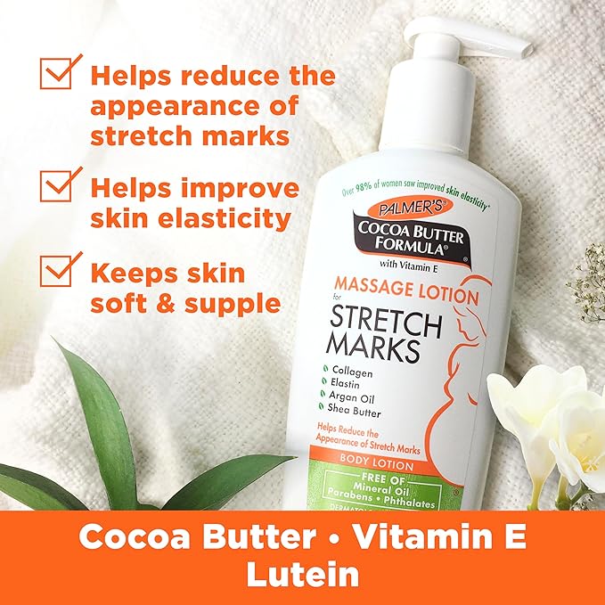 Palmer's Cocoa Butter Pregnancy Stretch Mark Lotion with Shea Butter, Oils, Collagen, and Elastin, 33.8 and 8.5 Ounces-Velvo Beauty