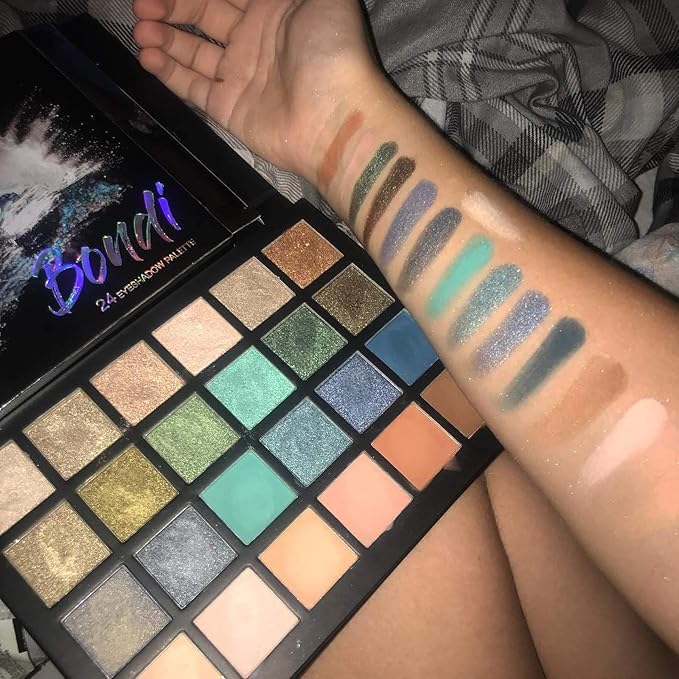 24 Shades Eyeshadow Palette -Festive Luxury Vibrant Bold Full-Color Pigment Long Lasting Matte Shimmer Eye shadow Palette (Bondi)-Velvo Beauty