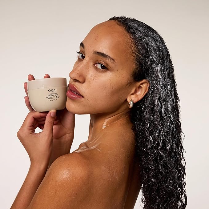 OUAI Thick Hair Mask - Deep Conditioning Hair Mask with Almond Oil, Olive Oil, & Hydrolyzed Keratin to Restore Damaged Strands - Phthalate & Paraben Free (8 fl oz)-Velvo Beauty