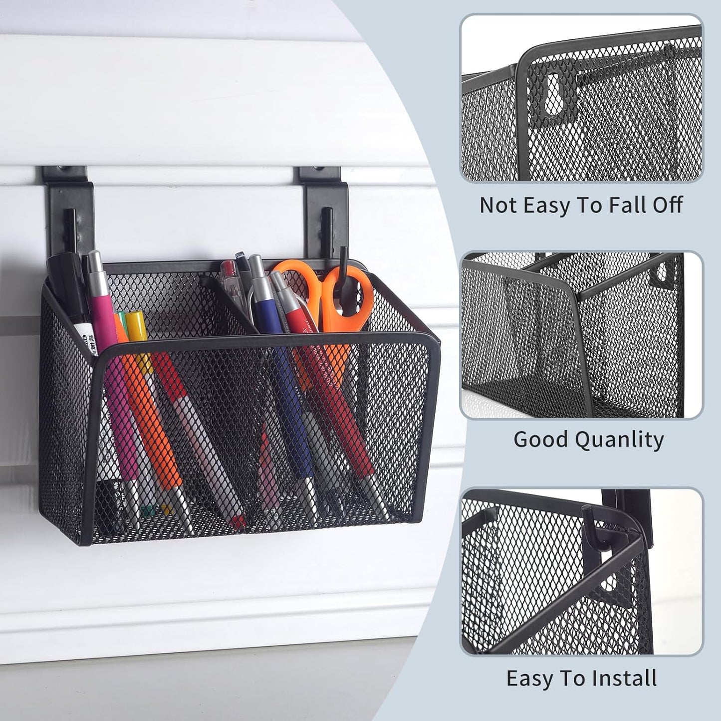 Wall Hanging Pencil Holder With Slatwall J Hooks Slatwall Pencil Cup Wall Mounted Pen Holder Wall Marker Holder Metal Pencil Holder For Paintbrushes Pegboard Classroom Home-Velvo Beauty