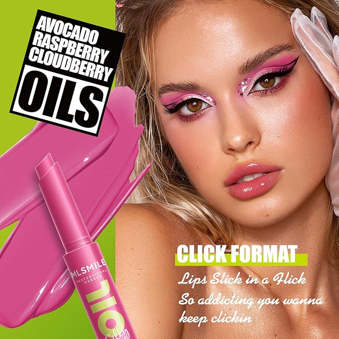 3 Colors Fat Lip Oil Click Slick, Moisturizing and Long-lasting Lip Balm, Non-stick and High Pigment Lip Glow Oil, Lightweight Lip Plumper with Coconut Oil (Set: B)-Velvo Beauty