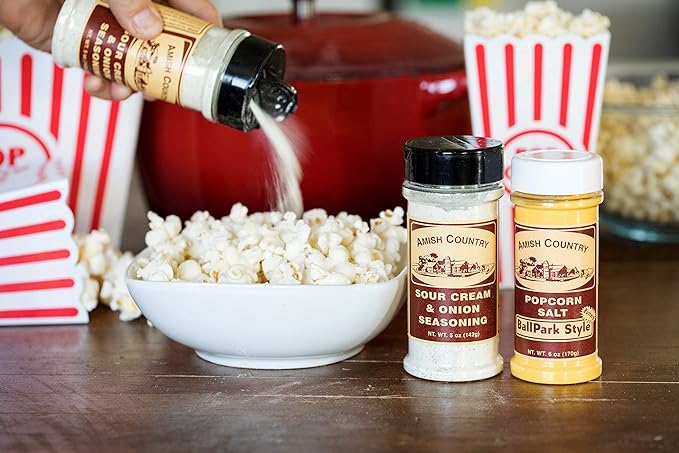 Amish Country Popcorn | Seasoning Variety Pack | Ballpark Style Buttersalt - 5.5 oz and Sour Cream and Onion - 4.7 oz Popcorn Seasoning | Old Fashioned, Non-GMO and Gluten Free-Velvo Beauty