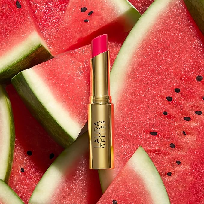 LAURA GELLER NEW YORK Jelly Balm Moisturizing Tinted Lip Color - Whatta Melon Hydrating Vitamin E - Semi-Shine Finish-Velvo Beauty
