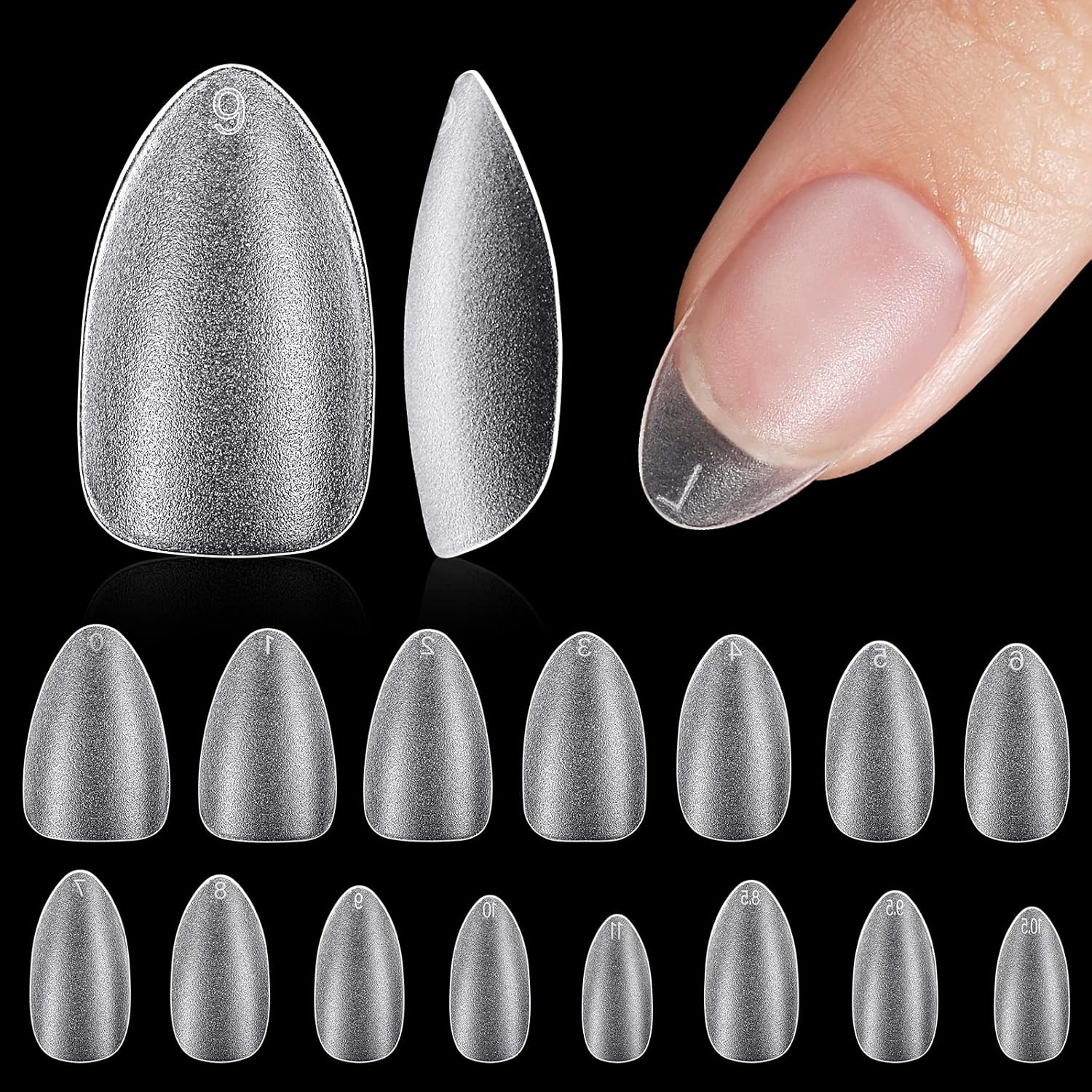 TOMICCA Short Almond Nail Tips, Acrylic Soft Full Coverage Fake Nailsfor Extension Manicure, Double-sided Matte Press on Nail Tips for Home DIY Art Women Girls-Velvo Beauty