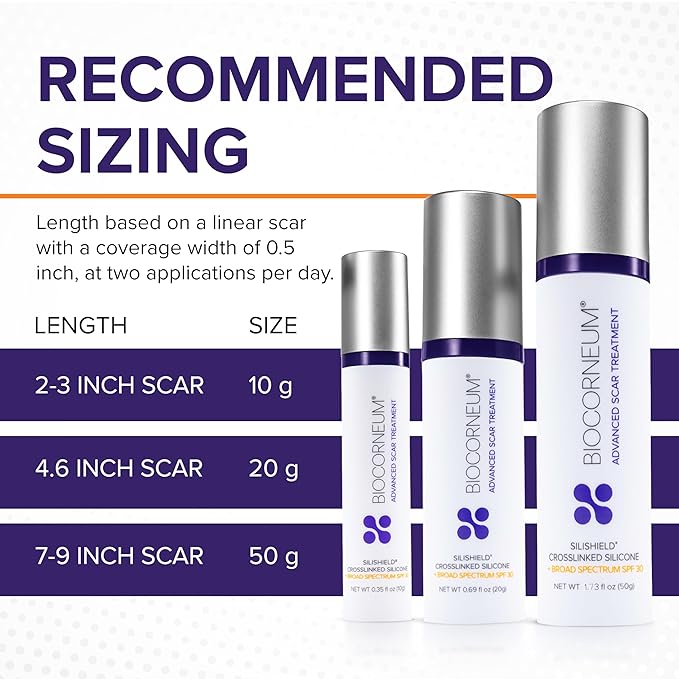 Biocorneum Advanced Scar Treatment with Silishield® & SPF 30 10g – Made in the USA, Fast-Drying, Silicone Scar Gel - Surgeon Recommended for New & Old Scars - Suitable for Children Over 6 Months-Velvo Beauty