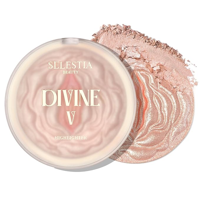 Highlighter Makeup Powder Divine V - Highlighter Powder for Radiant Glow - Face Highlighter for All Skin Tones - Easy-to-Apply Powder Highlighter, 0.53 Oz-Velvo Beauty