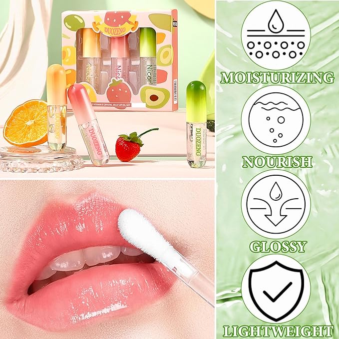 Lip Plumper Set,Lip Plumper Oil Gloss Moisturizing Lip Plumper Lip Care Serum,Hydrating Plump Gloss Reduce Fine Lines,Lip Plumper for Day & Night Use Set C（3Pcs）-Velvo Beauty