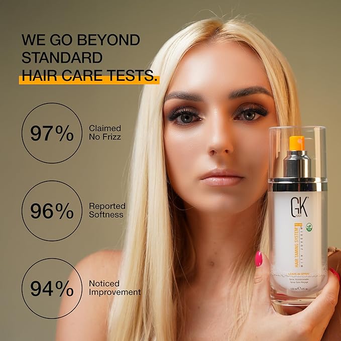 GK HAIR Global Keratin Leave-In Conditioner Detangler Spray 120 ml - For Dry, Damaged and Frizzy Hair Protection With Organic Natural Oil Strength & Shine | Hydrating Smoothing Styler-Velvo Beauty