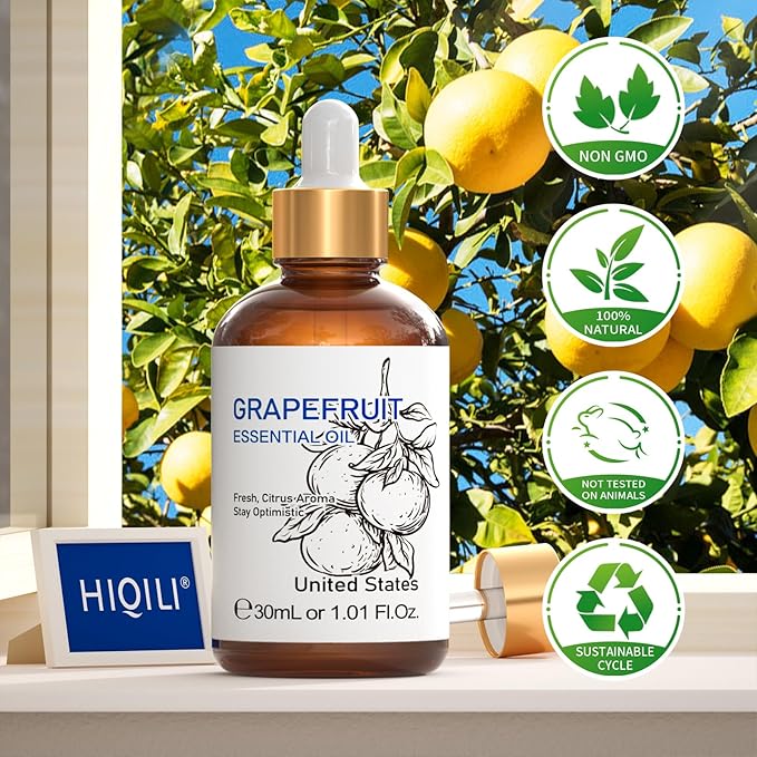 HIQILI 30 ml Grapefruit Essential Oil, for Diffuser, Skin Care,100% Pure and Natural - 1 Fl Oz-Velvo Beauty