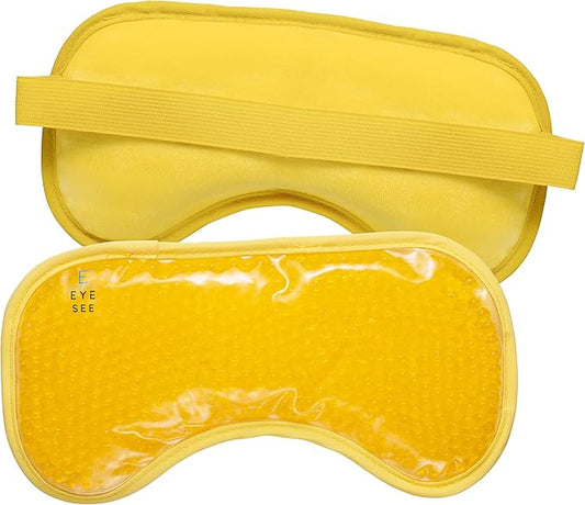 Plush Gel Eye Mask for Puffy Eyes, Yellow - Cold Eye mask to Treat Dark Circles, Sinuses, Dry Eyes, and for Allergy Relief - Microwave Safe for Heat Therapy-Velvo Beauty
