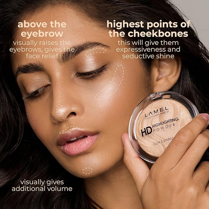 LAMEL HD Highlighting Face Powder - Natural Glow and Luminous Finish, Baked Blendable Pigmented Formula - Long-lasting & Fade-Resistant Wear, 402 12g/0.42 oz-Velvo Beauty