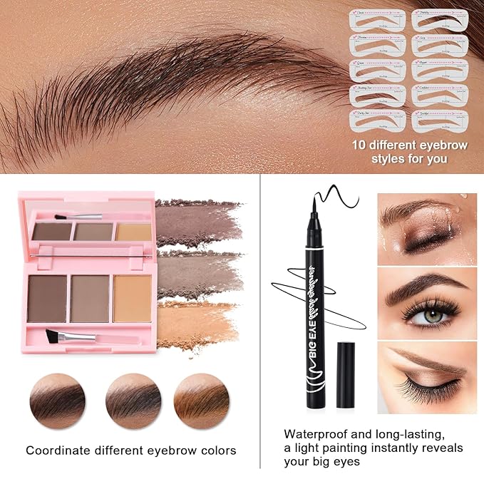 Makeup Kit for Teens Girls, Makeup Present Set for Women, Makeup Full Kit for Beginners, Mini Makeup Bundle Include 7 Latte colors Matte & Shimmer Pigmented Eyeshadow Palette, Eyebrow Powder-Velvo Beauty