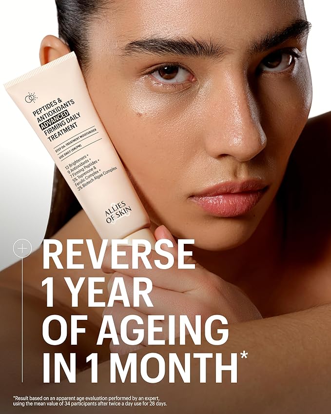 Allies of Skin Peptides & Antioxidants Advanced Firming Daily Treatment with 13 Brighteners, 9 Antioxidants, 7 Firming Peptides, 5% Teprenone & Ferulic Complex and 3% Biotech Algae Complex 48ml/1.6oz-Velvo Beauty