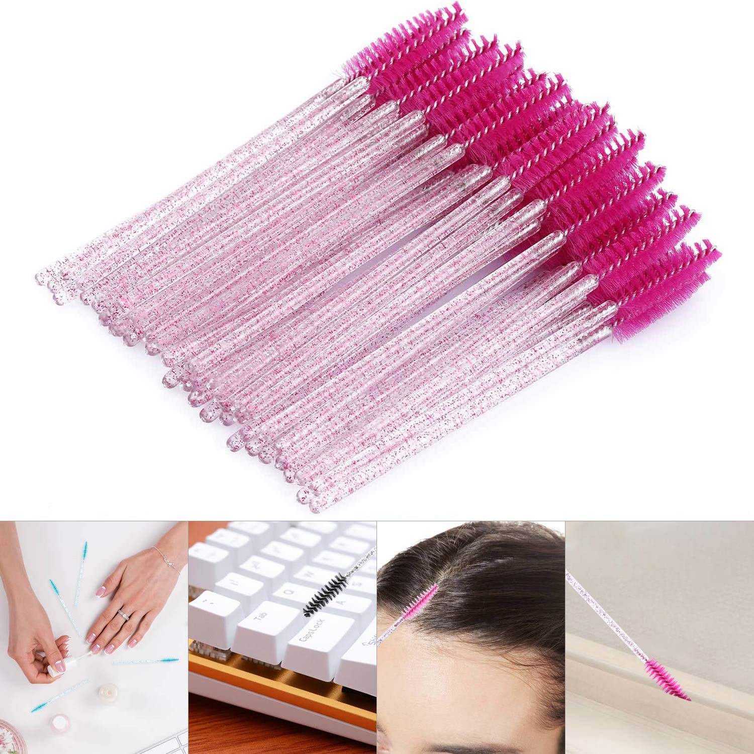 Tbestmax 2000 Disposable Mascara Wands Eyelash Brush Spoolies for Eyebrow Eye Lash Extension Colorful-Velvo Beauty