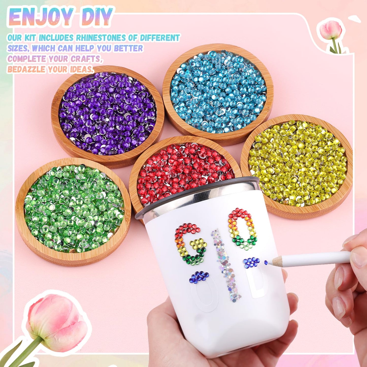 12600Pcs Resin Rhinestones for Bedazzling with 3Pcs B7000 Jewelry Glue, Multicolor 4mm Flatback Gems Rhinestones for Crafting, Clothing Tumblers Mugs Shoes Fabric Decor Nail Art-Velvo Beauty