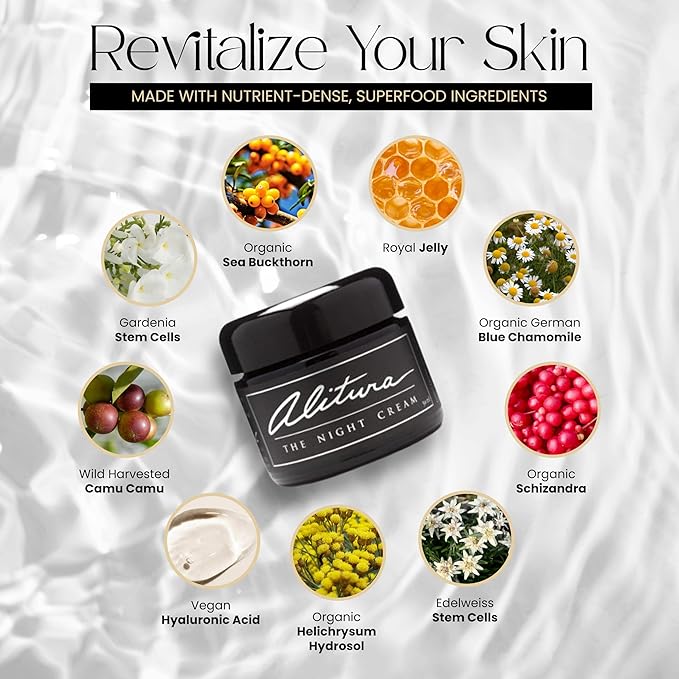 Alitura Hyaluronic Acid Anti-Aging Night Cream – Hydrating Face Moisturizer with 10% Hyaluronic Acid & Superfoods – Wrinkle Cream for Women & Men – Anti-Wrinkle Night Cream for Radiant, Youthful Skin-Velvo Beauty