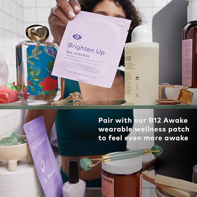 The Good Patch Brighten Up Hydrogel Under Eye Patches for Dark Circles and Puffy Eyes, Made with Niacinamide, Vitamin K, Pine Leaf Extract, Clinically Proven (18 Total Patch Sets)-Velvo Beauty