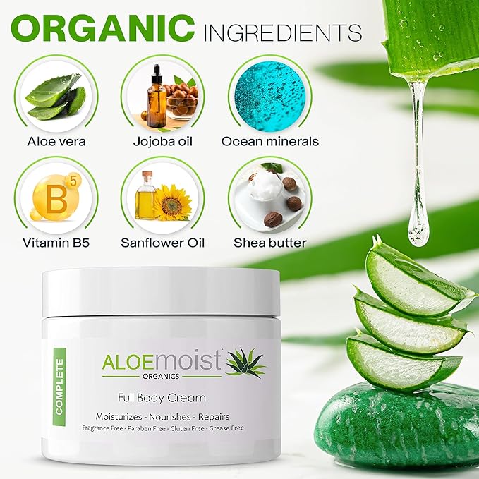Organic Aloe Vera Lotion - Face & Body Moisturizing Cream with Natural Aloe Vera, Vitamin E Oil, Vitamin C, Retinol Cream, Shea Butter – Anti Aging Face Moisturizer for Women, Dry Skin (8 oz)-Velvo Beauty