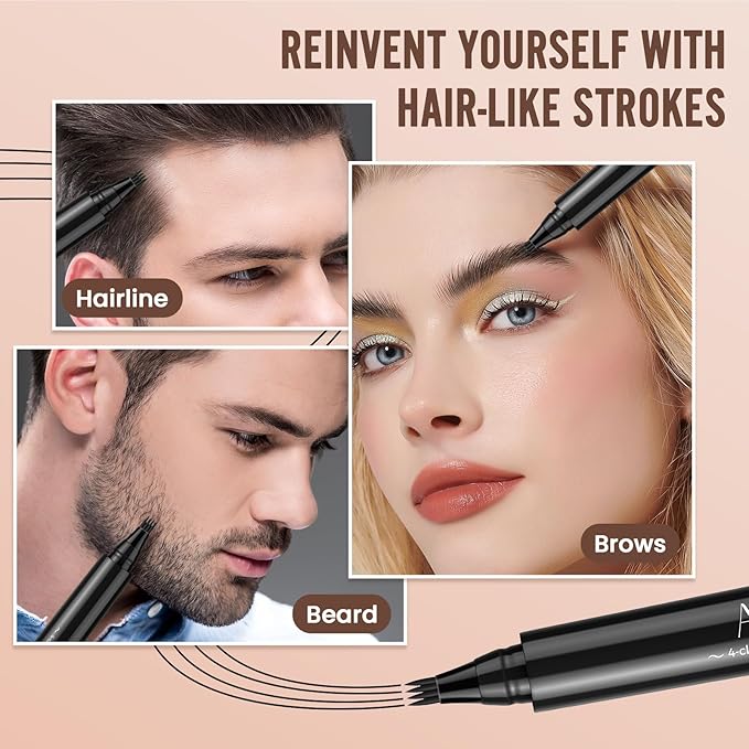 AWROSE Eyebrow Pencil, 3D Waterproof Microblading Eyebrow Pen 4 Fork Tip Tattoo Pencil, Precise Natural Brow Magic Eyebrow Pencil with Hair Like Strokes, 4 Points Multi-Used Eye Brow Pencils for Women-Velvo Beauty