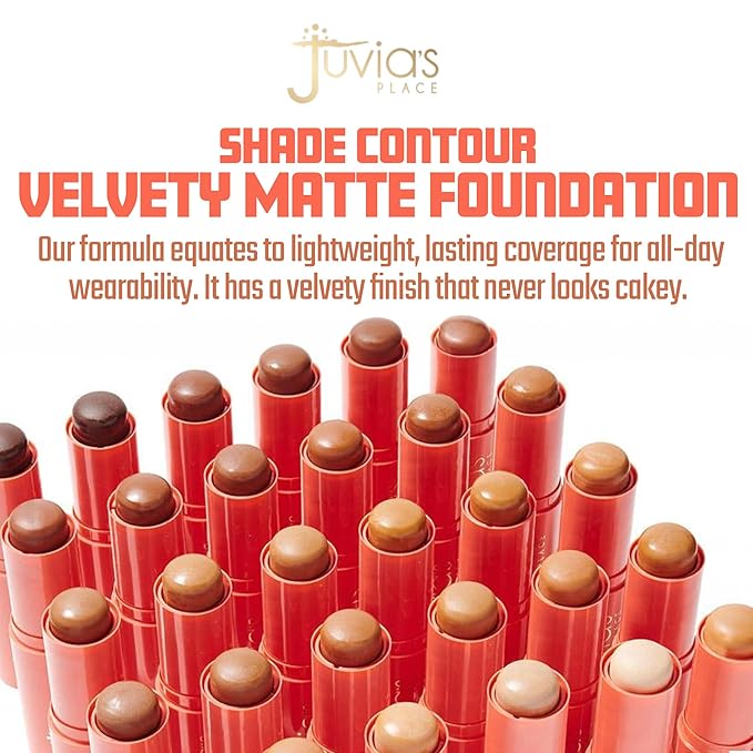 Juvia's Place Shade Stick Foundation, Concealer, Contour, Dominica, Tan w/Golden Undertone, .34 oz-Velvo Beauty