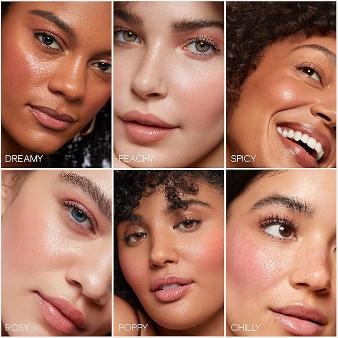 Saie Dew Blush - Lightweight Liquid Blush with a Blendable + Buildable Cream Finish - Dewy Cheek Tint with Doe Foot Wand Makeup Applicator - Bright Coral Blush - Poppy (.40 oz)-Velvo Beauty