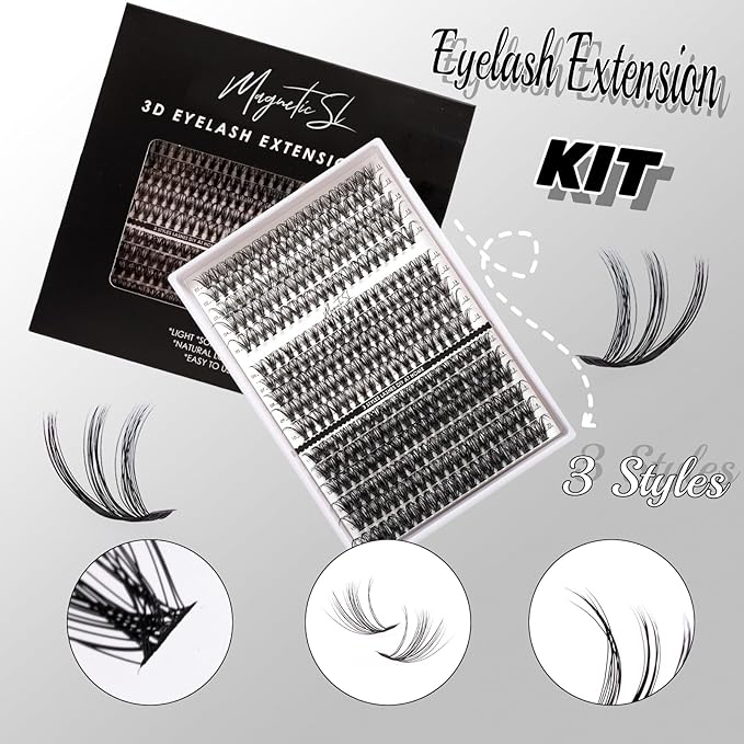DIY Lash Extensions Kit 320pcs Individual Lashes Clusters 30D 40D 60D D Curl Eyelash Extension Kit with Applicator and Lash Bond&Seal, Lash Remover For False Eyelash Mix 11-20mm (30D+40D+60D KIT)-Velvo Beauty