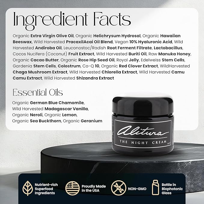 Alitura Hyaluronic Acid Anti-Aging Night Cream – Hydrating Face Moisturizer with 10% Hyaluronic Acid & Superfoods – Wrinkle Cream for Women & Men – Anti-Wrinkle Night Cream for Radiant, Youthful Skin-Velvo Beauty