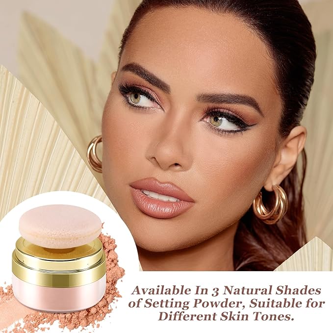 Boobeen Setting Powder, Lightweight Oil Control Loose Setting Powder, Full Coverage Finishing Powder For a Matte Flawless Look, Pressed Face Powder Makeup to Reduce Shine, Long Lasting-Velvo Beauty