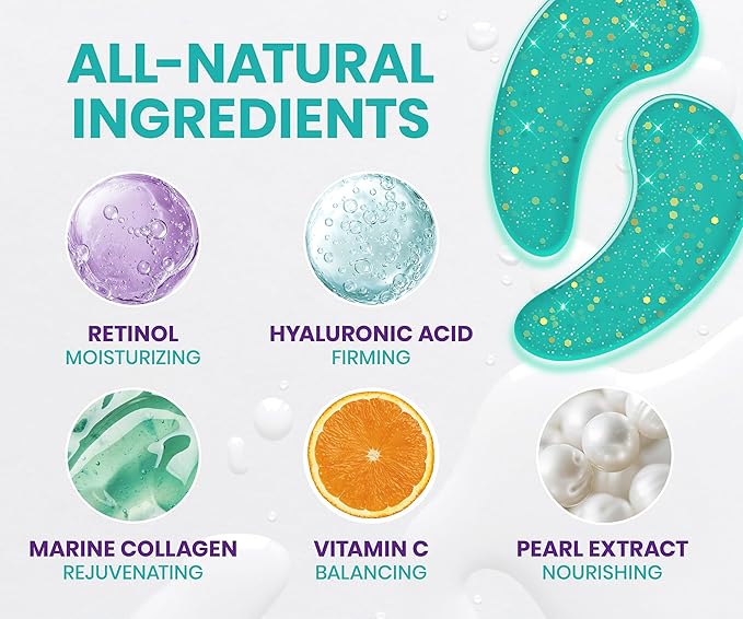 Stylia Under Eye Patches for Puffy Eyes and Dark Circles (6 Pairs) - Marine Collagen Under Eye Mask with Retinol, Vitamin C, Hyaluronic Acid, Pearl Extract - Eye Masks for Dark Circles and Puffiness-Velvo Beauty