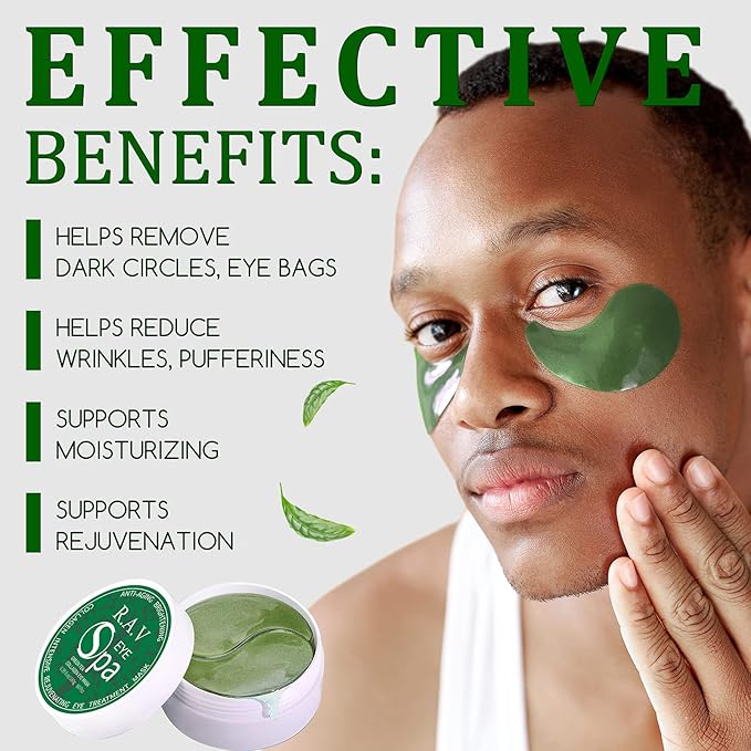 Under Eye Patches, Eye Masks, 30 Pairs Collagen Patches for Nourish Firming Repair for Fine Lines, Wrinkles, Dark Circles Bags Eye Treatment, Improve Lines Puffiness for men women (Green Tea)-Velvo Beauty