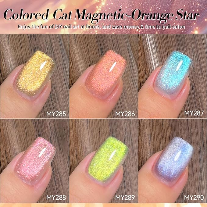 Born Pretty Magnetic Gel Nail Polish,Glitter Magnetic Gel Polish Shimmer Auroras Magnetic Gel Nail Art Manicure Kit 6PCS-Velvo Beauty