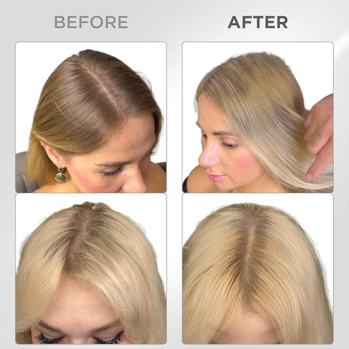 THICK FIBER Root Touch Up and Hairline Concealer - Water & Sweat Resistant Hair Loss Cover for Thinning Hair Women, with Powder and Brush (Medium Blonde)-Velvo Beauty