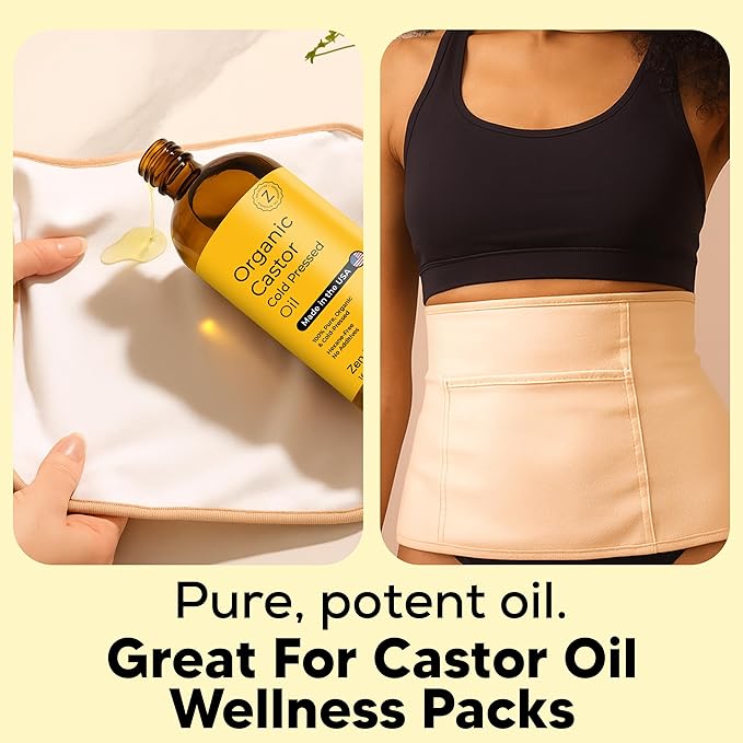 Zen Routine New (Glass Bottle) Organic Castor Oil 16oz – Hexane Free – Hair Growth Oil, Eye Lashes & Stomach, 100% Cold Pressed Unrefined Pure for Castor Pack Wrap – USDA Certified, Made in the USA-Velvo Beauty