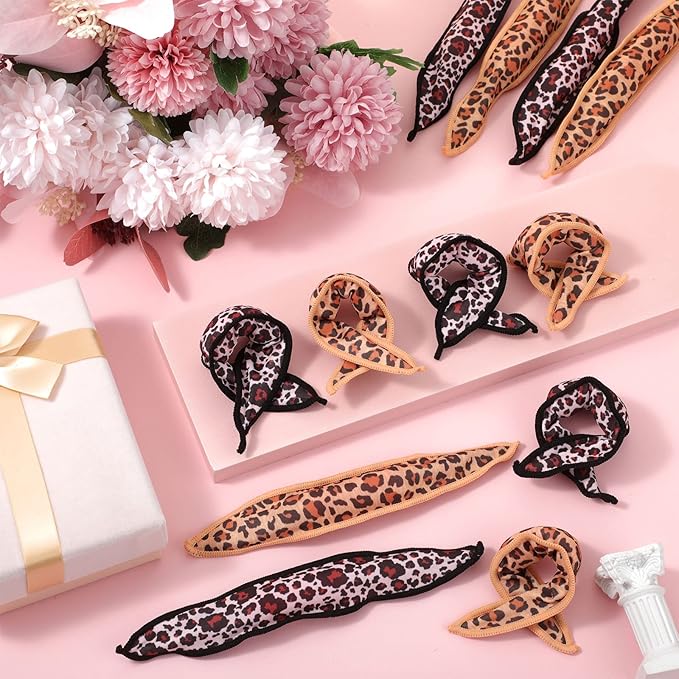 Bememo 40 Pieces Soft Curlers Hair Rollers Pillow Rollers for Hair Satin Sponge Curlers to Sleep in Overnight Heatless No Heat for Long Short Foam Rag Large Styling Tools(Leopard)-Velvo Beauty