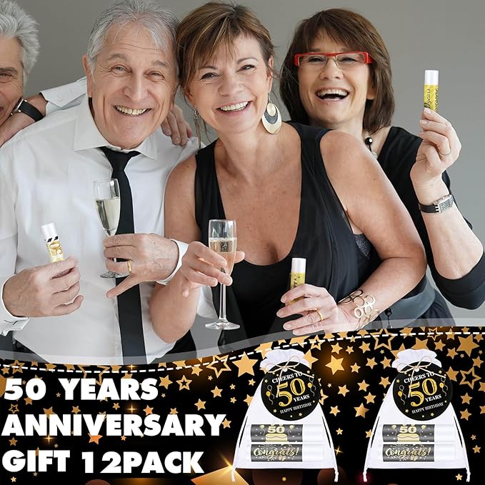 50 Sets Birthday Favors Lip Balm Gifts Bulk Moisturizing Lip Balm with 50 Organza Drawstring Gift Bag 50 Tags Birthday Party Supplies Gifts Bulk for Men and Woman (50th Birthday)-Velvo Beauty