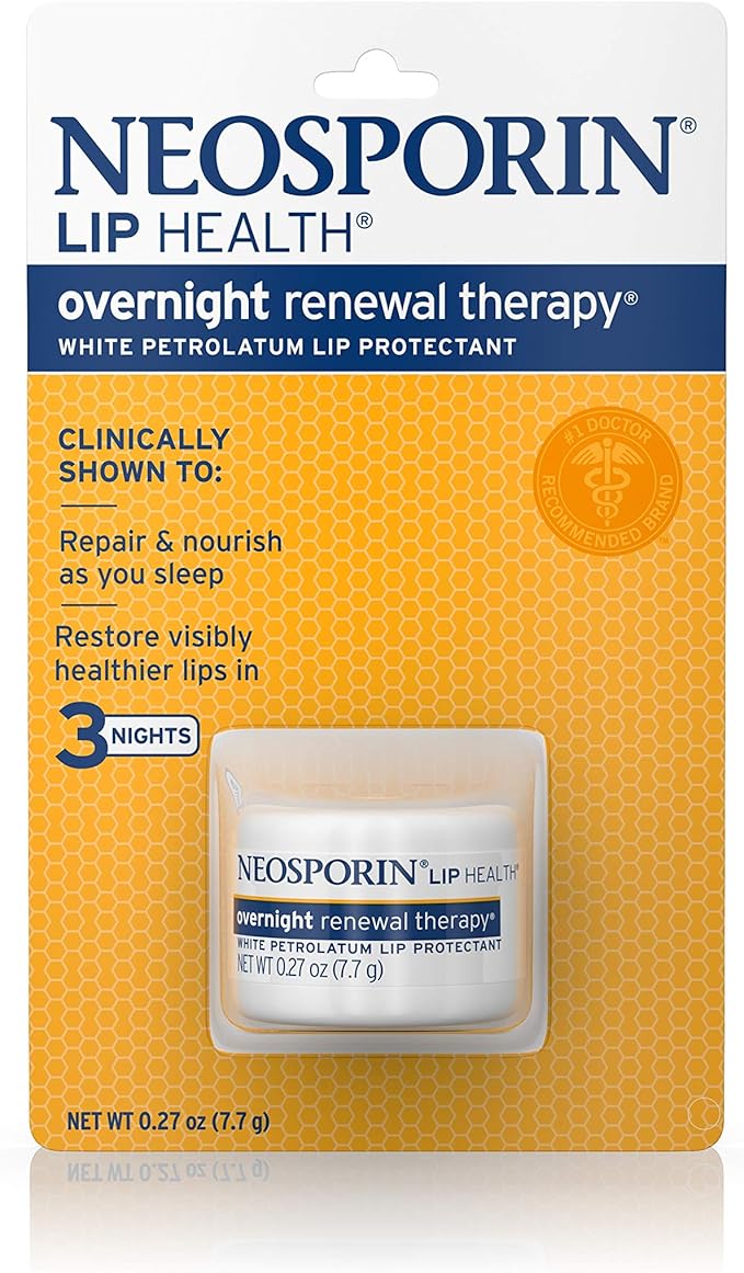 Neosporin Lip Health Overnight Healthy Lips Renewal Therapy Petrolatum Lip Protectant, 0.27oz. (Pack of 2)-Velvo Beauty