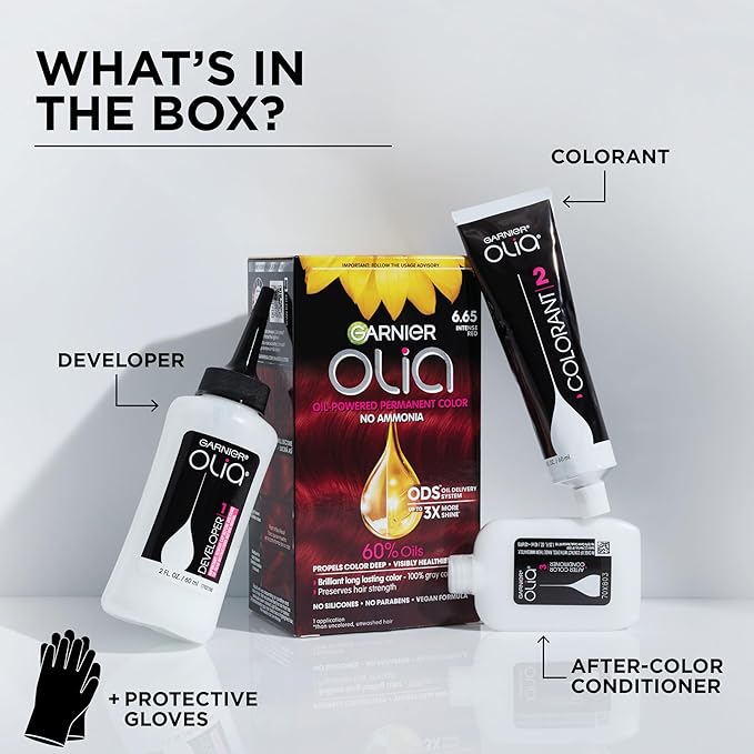 Garnier Hair Color Olia Ammonia-Free Brilliant Color Oil-Rich Permanent Hair Dye, 6.3 Light Golden Brown, 1 Count (Packaging May Vary)-Velvo Beauty