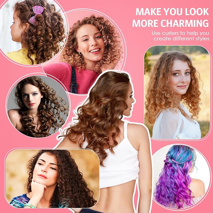 Syhood 30 Pcs 7'' Flexible Curling Rods Twist Foam Hair Rollers Soft Foam No Heat Hair Rods Rollers and 1 Steel Pintail Comb Rat Tail Comb for Women Long Short Hair(Pink,7 x 0.55 Inch)-Velvo Beauty