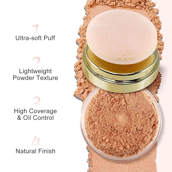 Boobeen Setting Powder, Lightweight Oil Control Loose Setting Powder, Full Coverage Finishing Powder For a Matte Flawless Look, Pressed Face Powder Makeup to Reduce Shine, Long Lasting-Velvo Beauty