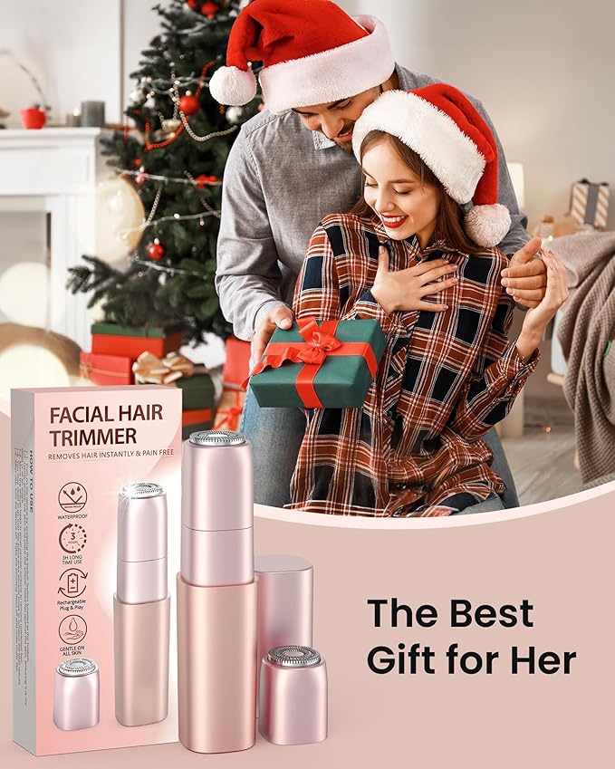 Rechargeable Facial Hair Remover for Women: Painless Mini Face Razors Shaver with 2 Replacement Heads,Electric Facial Hair Removal Device for Upper Lip, Chin & Face for Home & Travel-Velvo Beauty