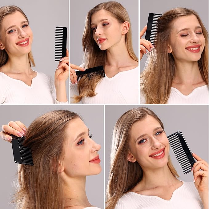 Fsmiling Wide Tooth Comb Large Detangling Comb Cellulose Detangler Comb for Thick Curly Wavy Wet Dry Hair 2 Pack,Black/Tortoise-Velvo Beauty