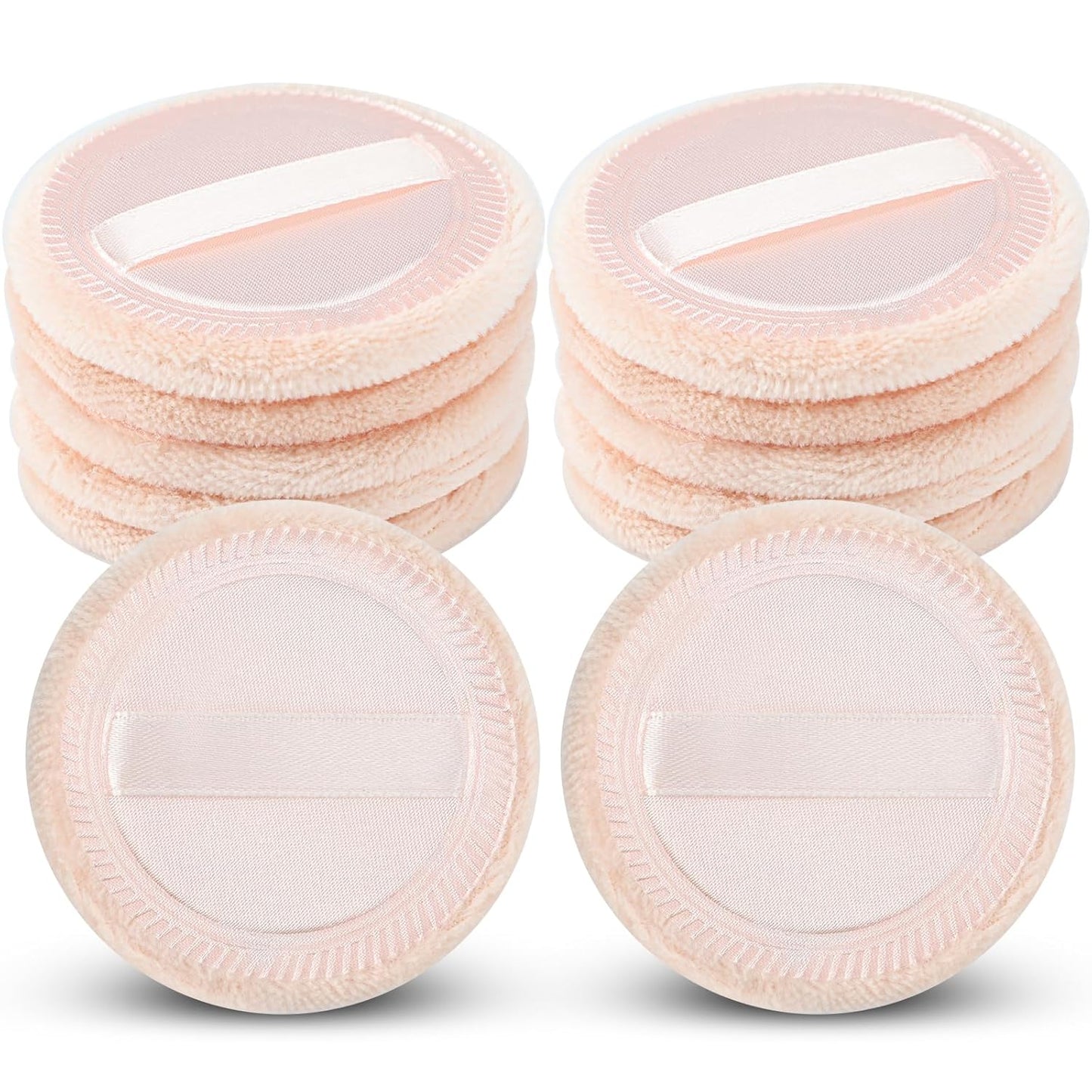 12 Pieces Powder Puffs Cotton Makeup Pads Soft Face Compact Puffs for Loose Setting Pressed Powder, 2.36 Inch (Beige)-Velvo Beauty