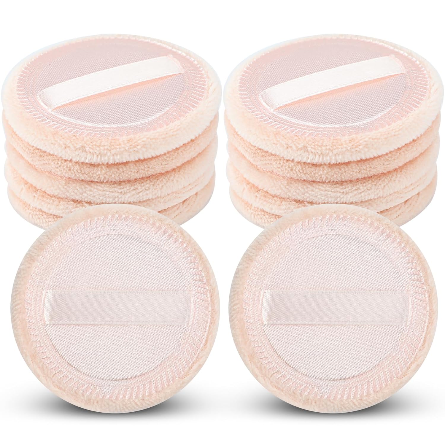 12 Pieces Powder Puffs Cotton Makeup Pads Soft Face Compact Puffs for Loose Setting Pressed Powder, 2.36 Inch (Beige)-Velvo Beauty